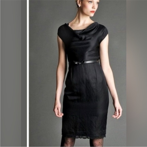 Banana Republic Dresses & Skirts - Banana Republic Mad Men Black Linen Dress Lace Trim Size 2